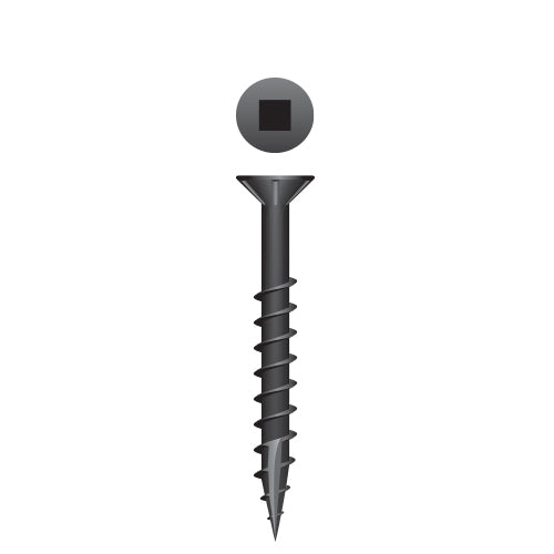 9 x 2-1/2 Square Drive Flat Head with Nibs Particle Board Screw Type 17 Black Oxide