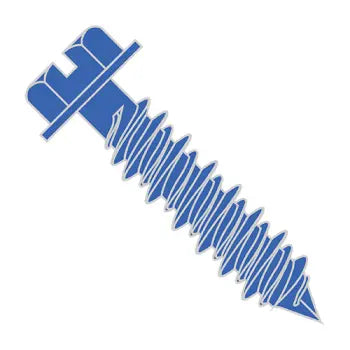 3/16 x 4 Slotted Indented Hex Washer Head Concrete Screw Blue Ceramic Finish