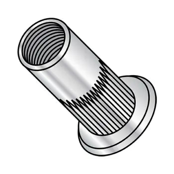 5/16 -18 x 0.312 Flat Head Ribbed Threaded Insert Rivet Nut Aluminum Cleaned and Polished