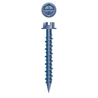 1/4 x 3-3/4 Slotted Indented Hex Washer Head Concrete Screw Blue Ceramic Finish
