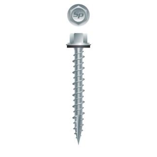 10-14 x 3 Unslotted Indented High Hex Washer Head with Shoulder and 304 Stainless Steel Bonded Washer Pole Grip Screw Hi-Low Thread Type 17 Strong Shield Coated