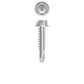 14-14 x 7/8 Unslotted Indented Hex Washer Lap Stitching #12 Head Self-Drilling Screw 410 Stainless Steel Passivated & Waxed