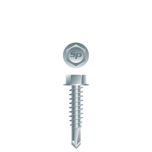 10-16 x 1 Unslotted Indented Hex Washer Head Self-Drilling Screw Zinc Plated