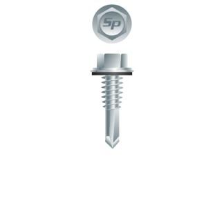 12-24 x 7/8 Unslotted Indented Hex Washer Head with Bonded Washer Self-Drilling Screw Zinc Plated