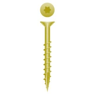 10 x 4 Star Drive Flat Head with Nibs Deck Screw Coarse Thread Type 17 Zinc Yellow