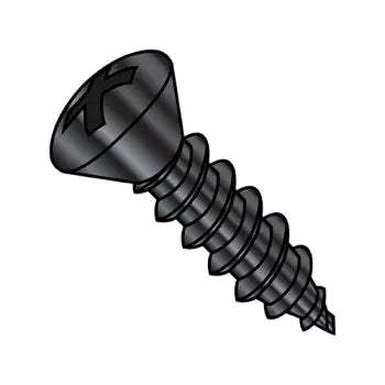 4-24 x 3/8 Phillips Oval Head Self-Tapping Sheet Metal Screw Type AB Fully Threaded Black Oxide