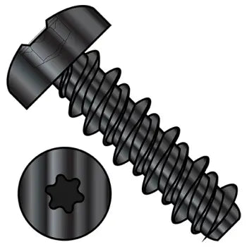 6-19 x 1/2 #5HD Six Lobe Pan Head High Low Screw Fully Threaded Black Zinc Plated