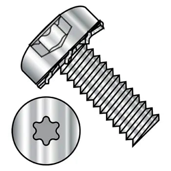 2-56 x 1/4 Six Lobe Pan Head External Tooth Sems Machine Screw Fully Threaded 18-8 Stainless Steel