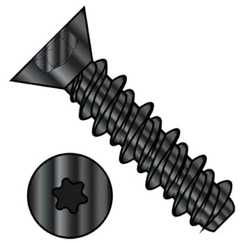 6-19 x 3/4 Six Lobe Flat High Low Screw Fully Threaded Black Zinc Plated