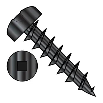 6-13 x 1/2 Square Drive Pan Deep Thread Wood Screw Fully Threaded Black Oxide