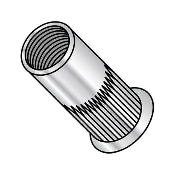 1/4-28 x 0.260 Small Head Ribbed Threaded Insert Rivet Nut Aluminum Cleaned and Polished