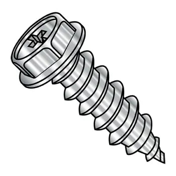 6-18 x 3/4 Phillips Indent Hexwasher Self Tap Screw Type A Fully Threaded 18-8 Stainless Steel