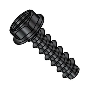 4-24X1/4  Slotted Indented Hex Washer Self Tapping Screw Type B Fully Threaded Black Oxide