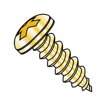 4-24 x 3/16 Phillips Pan Head Self-Tapping Sheet Metal Screw Screw Type AB Fully Threaded Zinc Yellow