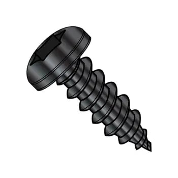 4-24 x 1/4 Six Lobe Pan Head Self-Tapping Sheet Metal Screw Type AB Fully Threaded Black Zinc Plated