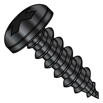 6-18 x 3/8 Phillips Pan Self Tap Screw Type A Fully Threaded 18-8 Stainless Steel Black Ox