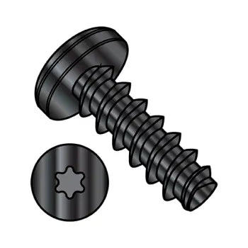 2-28 x 1/4 Six Lobe Pan Head Plastite Alternative 48-2 Fully Threaded Black Oxide And Wax