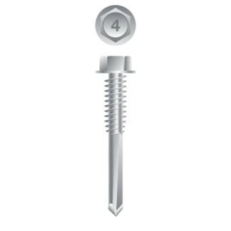 12-24 x 1-1/4 Unslotted Indented Hex Washer Head Self-Drilling Screw 410 Stainless Steel Passivated and Waxed