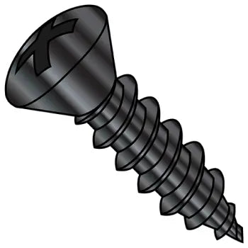 6-18 x 3/4 Phillips Oval Self-Tapping Sheet Metal Screw Type A Fully Threaded Black Oxide and Oil