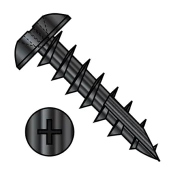 6-13 x 1/2 Phillips Truss Deep Thread Wood Screw Fully Threaded Type 17 point Black Oxide