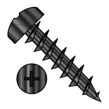 6-13 x 1/2 Phillips Pan Deep Thread Wood Screw Fully Threaded Black Oxide and Oil