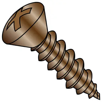 5-20 x 3/8 Phillips Oval Head Self-Tapping Sheet Metal Screw Type AB Fully Threaded Steel Antique Brass Finish