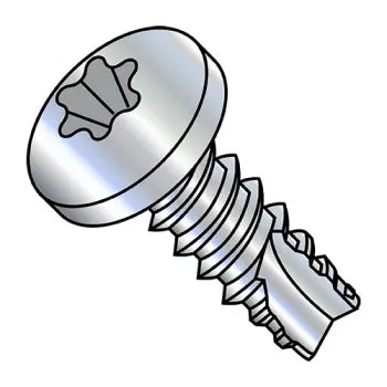 4-24 x 3/8 Six Lobe Pan Head Thread Cutting Screw Type 25 Fully Threaded Zinc Plated