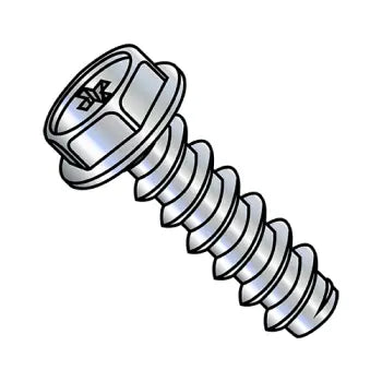 4-24X1/4  Phillips Indented Hex Washer Self Tapping Screw Type B Fully Threaded Zinc And B