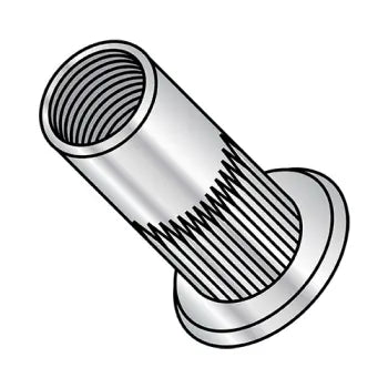 6-32 x 0.080 Flat Head Ribbed Threaded Insert Rivet Nut Aluminum Cleaned and Polished