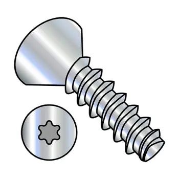 2-28 x 1/4 Six Lobe Flat Plastite Alternative 48-2 Fully Threaded Zinc Plated & Wax