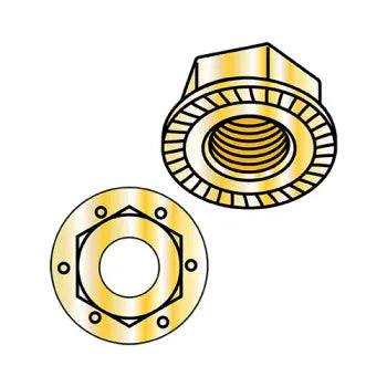 JFAST 14NR8 - 1/4-20  Serrated Flange Hex Lock Nuts Grade 8 Zinc Yellow, Case Quantity: 
2,000