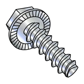 6-19 x 1/2 Unslot Indent Hexwasher Serrated Plastite Alternate 48-2 Fully Threaded Zinc Plated Wax