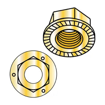 JFAST 14NR5Y - 1/4-20  Serrated Flange Hex Lock Nuts Grade 5 Zinc Yellow, Case Quantity: 
2,000