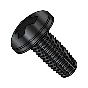 4-40 x 1/4 Phillips Pan Head Thread Cutting Screw Type F Fully Threaded Black Zinc Plated