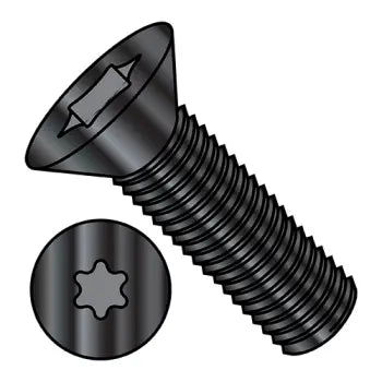 4-40 x 1/4 Six Lobe Flat Machine Screw Fully Threaded Black Oxide