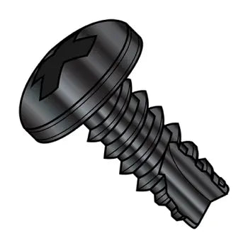 4-24 x 1/4 Phillips Pan Head Thread Cutting Screw Type 25 Fully Threaded Black Zinc Plated