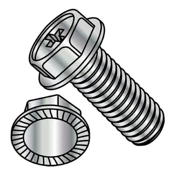 4-40 x 1/4 Phillips Hex Washer Serrated Machine Screw Fully Threaded Nickel