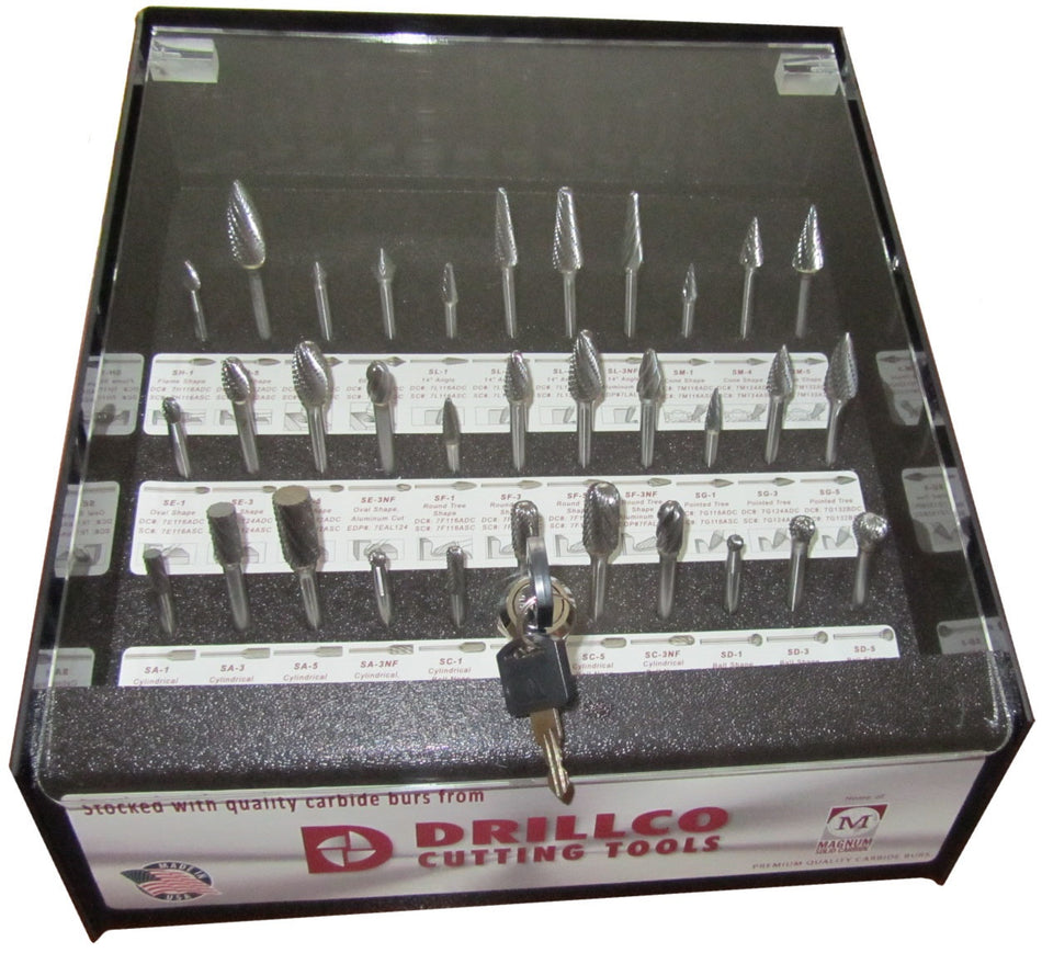 DRILLCO DRL70S033DC - 33 PC Double Cut Bur Display