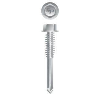 1/4-20 x 4 Unslotted Indented Hex Washer Head Self-Drilling Screw Strong-Shield Coated