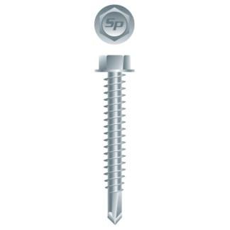 14-14 x 1-3/4 Unslotted Indented Hex Washer Head Self-Drilling Screw Zinc Plated