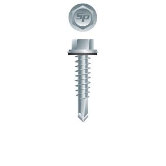 14-14 x 7/8 Unslotted Indented Hex Washer Lap Stitching #12 Head Self-Drilling Lap Stitching Screw with Bonded Neo-EPDM Washer Zinc Plated