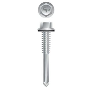 12-24 x 3 Unslotted Indented Hex Washer Head with Bonded Washer Self-Drilling Screw Strong-Shield Coated