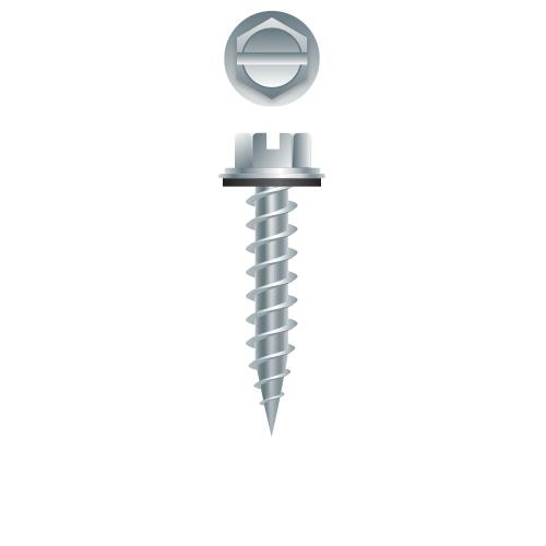 Strong-Point NA10245 – Slotted Indented Hex Washer Head Self Tapping Sheet Metal Screw, Zinc Plated with Bonded NEO-EPDM Washer, 10-12 x 1-1/2, Twinfast, Case Quantity: 2000