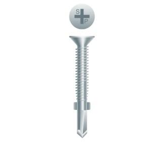 1/4-20 x 3-1/2 Phillips Flat Head Self-Drilling Screw Reamer with Wings Zinc Plated