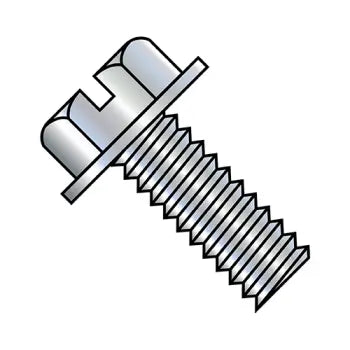 4-40 x 5/16 Slotted Indented Hex Washer Head Machine Screw Fully Threaded Zinc Plated