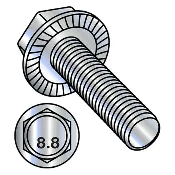 M5-0.8 x 10 Unslotted Indented Serrated Hex Flange Screw DIN 6921 Class 8.8 Steel Zinc Plated