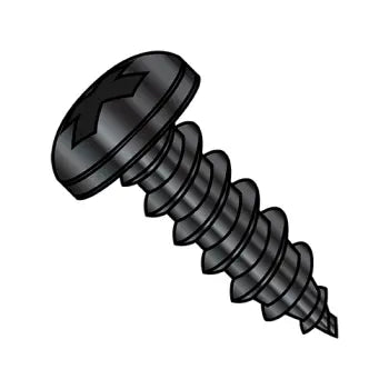 6-18 x 1/2 Phillips Pan Head Self-Tapping Sheet Metal Screw Screw Type A Fully Threaded Black Zinc Plated