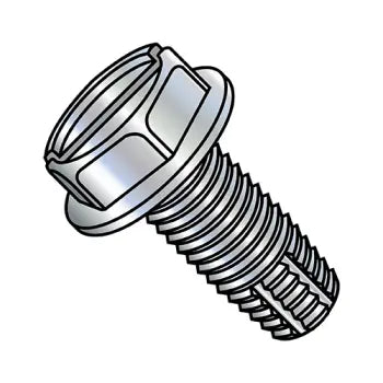 4-40 x 1/4 Slotted Indented Hex Washer Thread Cutting Screw Type F Fully Threaded Zinc Plated