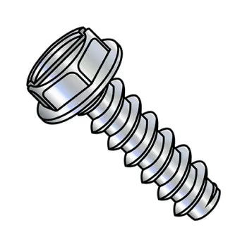 4-24X1/4  Slotted Indented Hex Washer Self Tapping Screw Type B Fully Threaded Zinc Bake