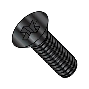 JFAST M45D965B - M4-0.7X5  Din 965 & ISO 7046 Metric Phillips Flat Machine Screw Full Thread Black Ox & Oil, Case Quantity: 
3,000